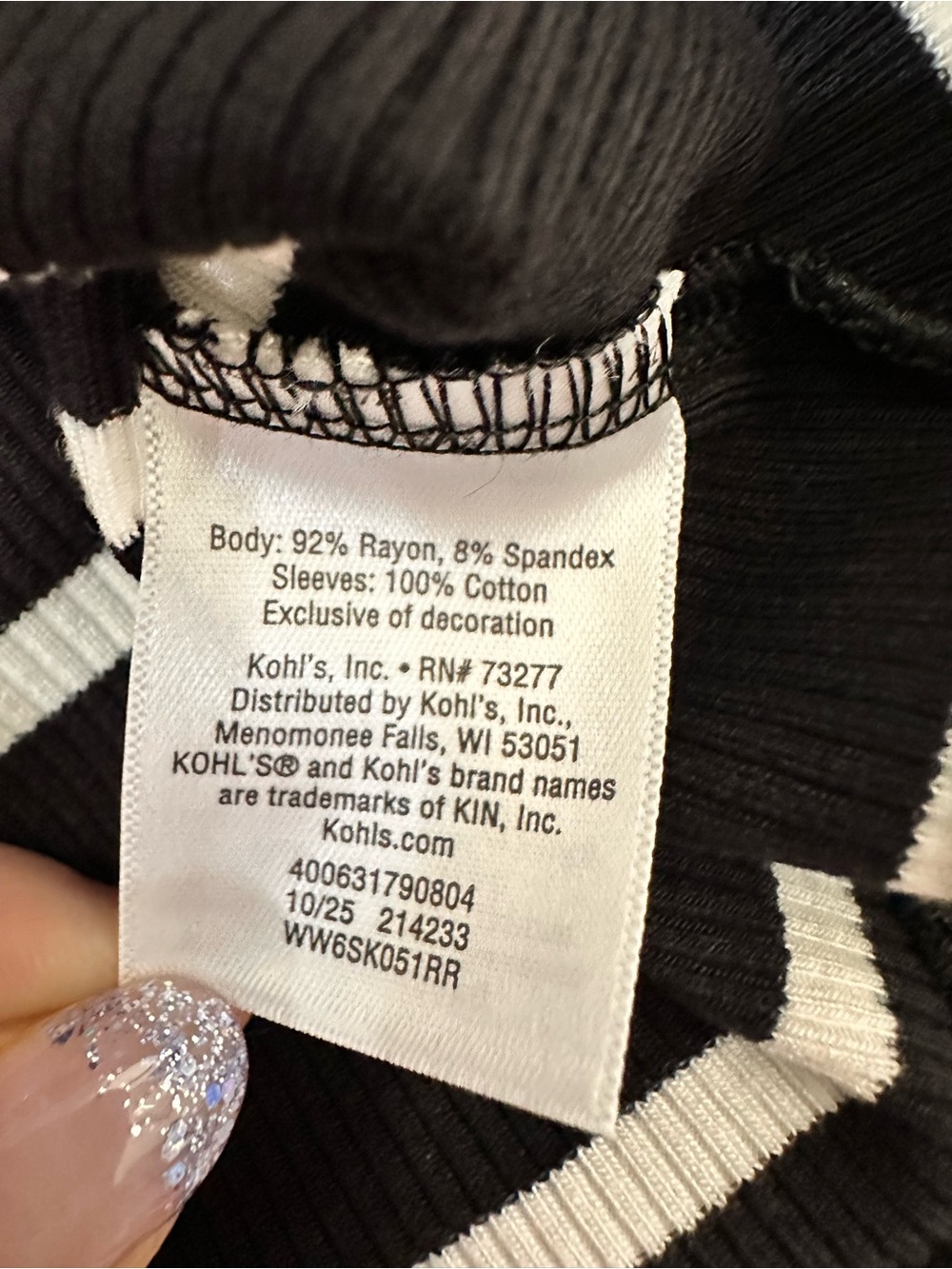 Nine West Black &‎ White Striped Puff Sleeve Henley Top - Picture 6 of 6